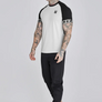 SikSilk - White and Black Raglan Tech T-Shirt